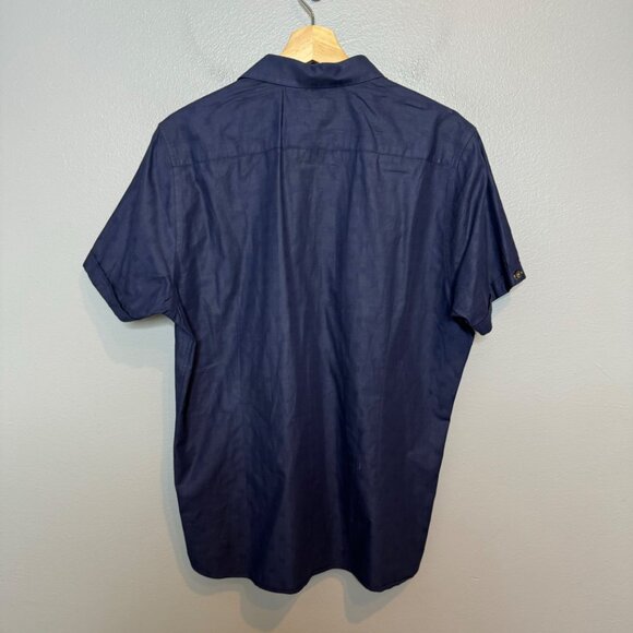 TED BAKER men's textured navy GOT GAME button front shirt size 4 or M - Picture 7 of 7